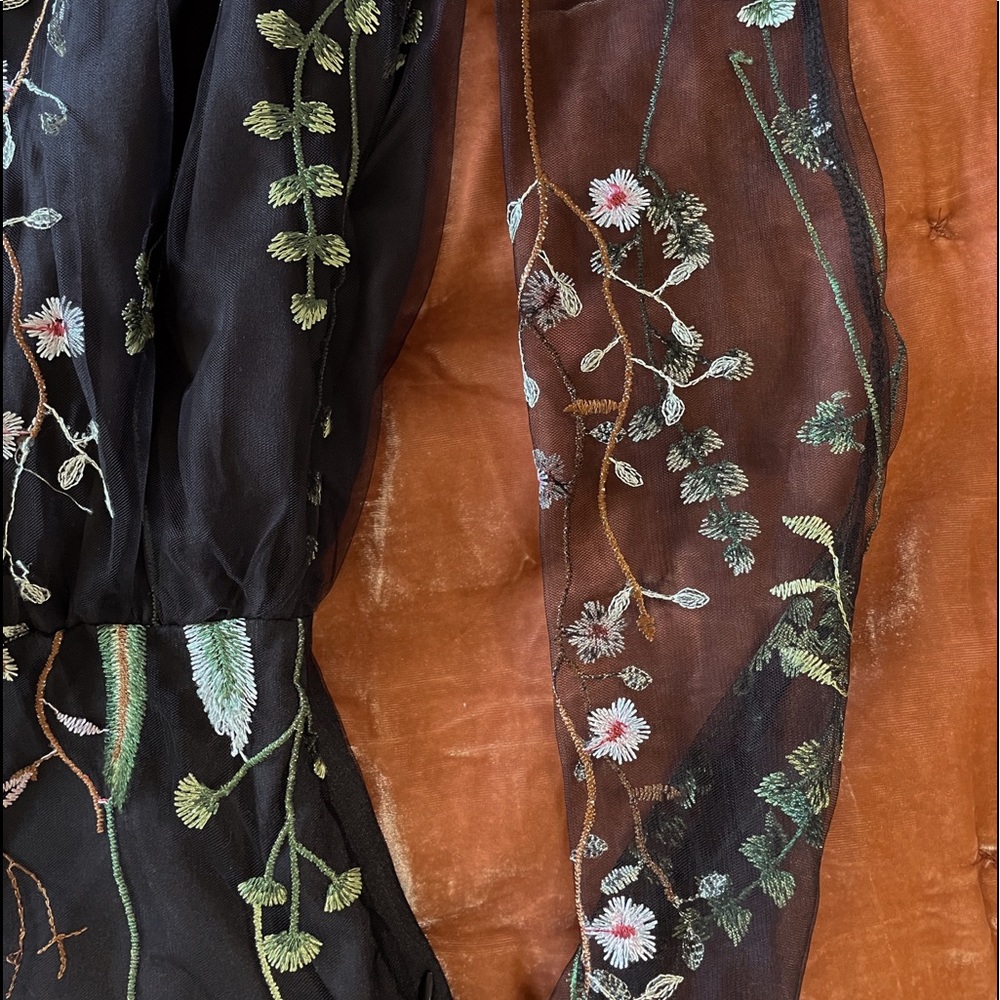 long black and floral dress